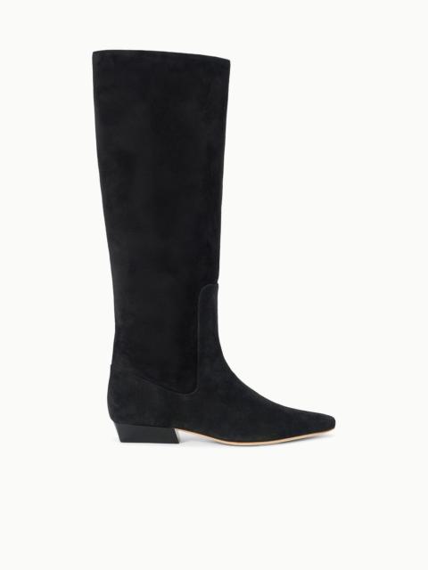 STAUD WALLY FLAT BOOT BLACK SUEDE