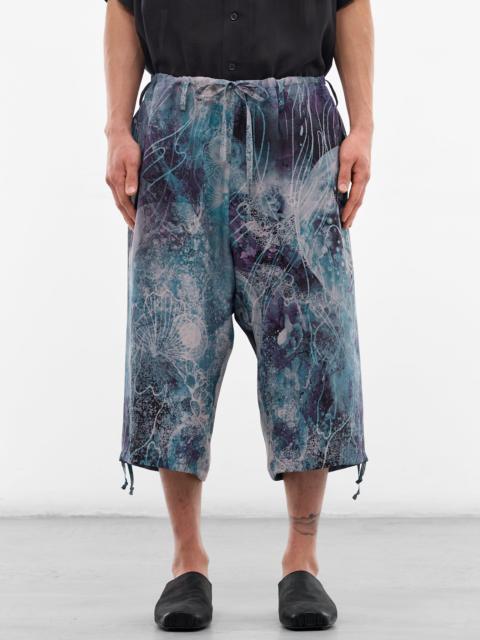 Abstract Print Cropped Wide Trousers