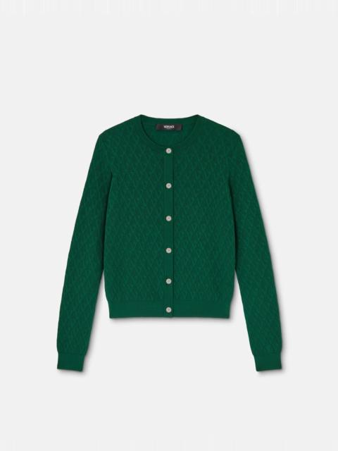 Jacquard Viscose Knit Fitted Cardigan