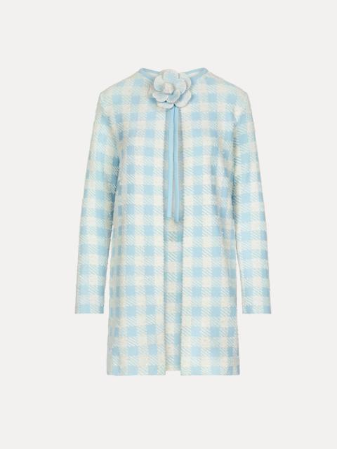 GINGHAM COAT WITH FLORAL APPLIQUÉ
