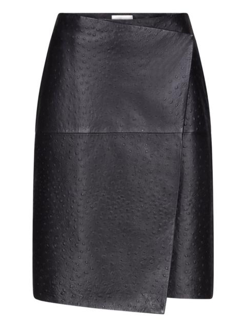 Gora ostrich-effect wrap midi skirt