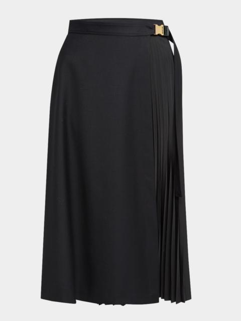 Pleated Midi Wrap Skirt