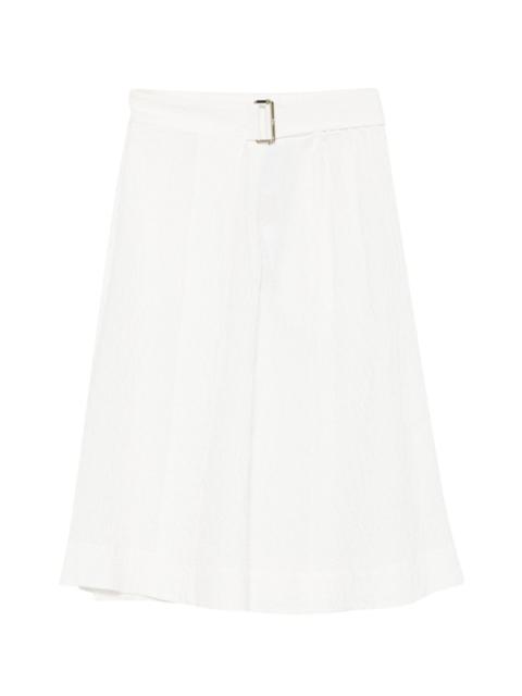 belted textured midi skirt