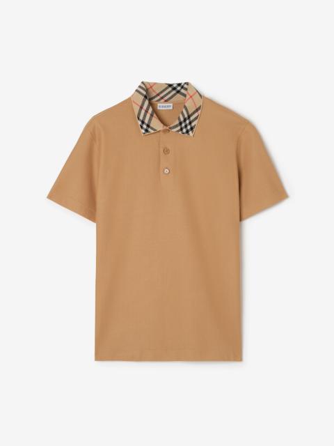Check Collar Cotton Polo Shirt