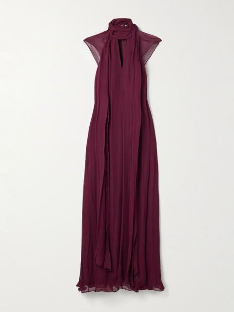 Camilla scarf-detailed crepon maxi dress Crimson