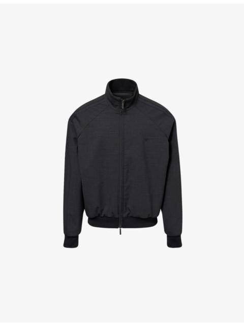 Raglan-Sleeves High-Neck Stretch-Woven Jacket