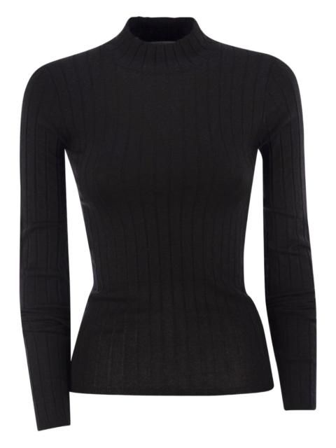 broad rib high-neck knitwear