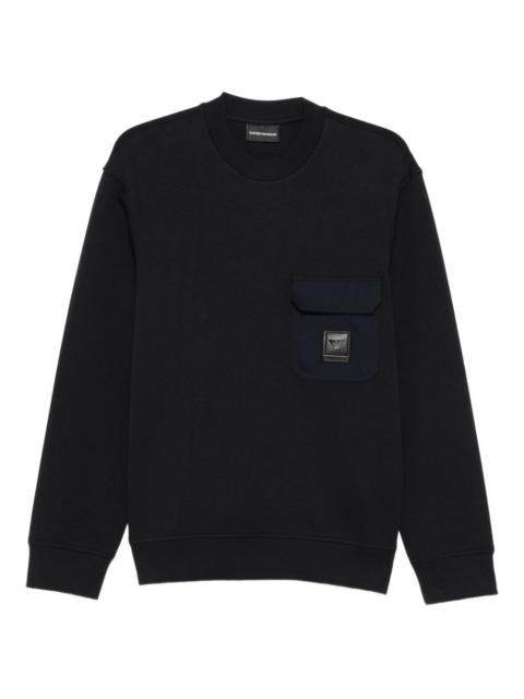 patch-pocket crew-neck sweater