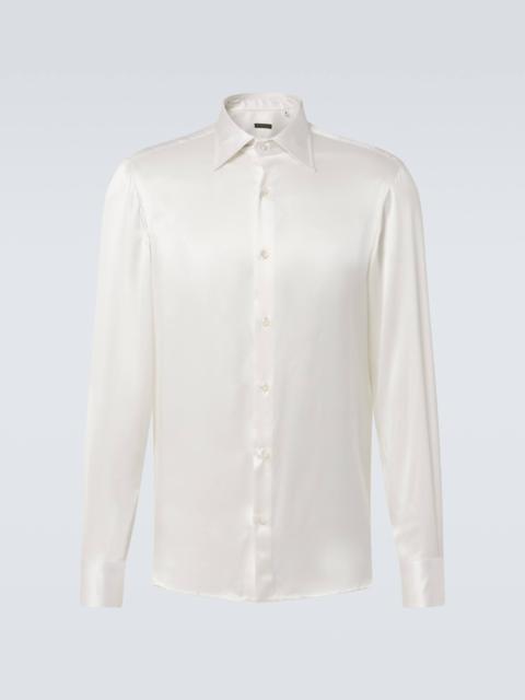 Silk satin tuxedo shirt