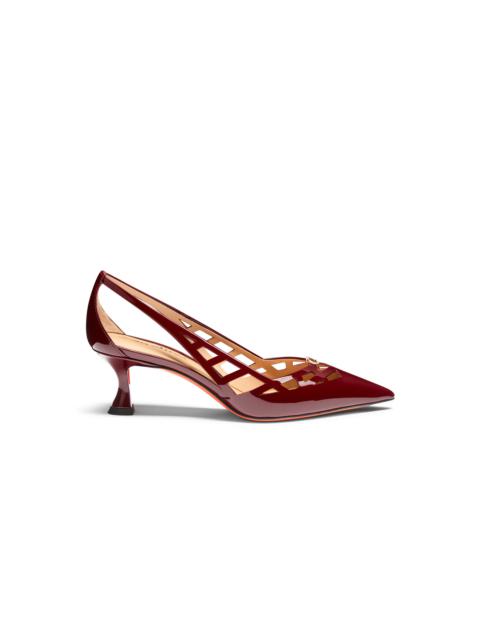 Women's red patent leather mid-heel pump