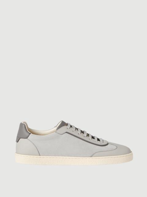Suede and polished calfskin sneakers