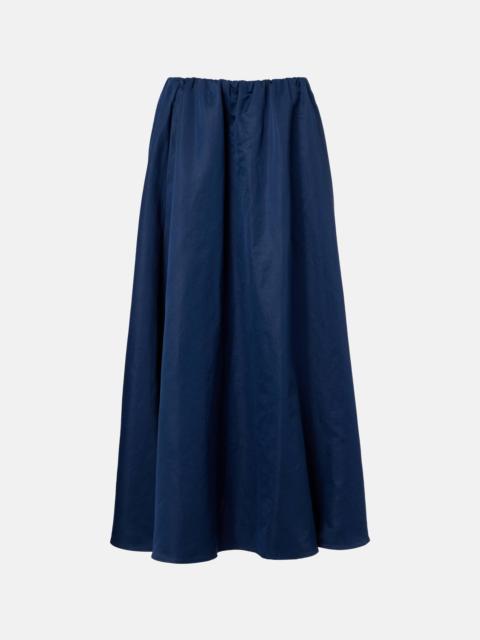Cotton-blend midi skirt