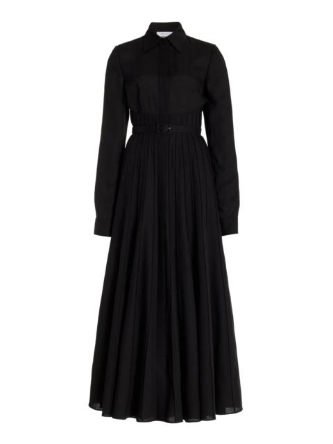 Dewi Pleated Dress in Aloe Linen