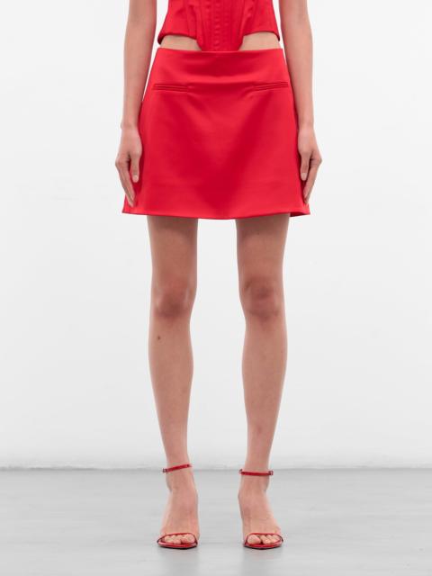 Red High Waist Mini Skirt