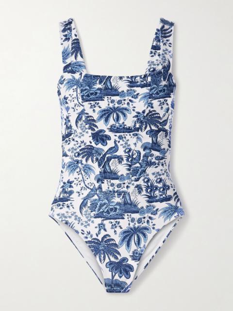 Adelaide paneled printed recycled swimsuit White