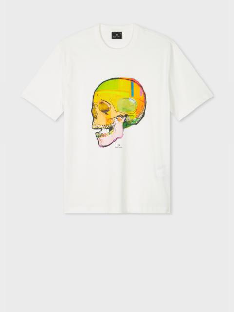 White 'Skull Sketch' Print T-Shirt