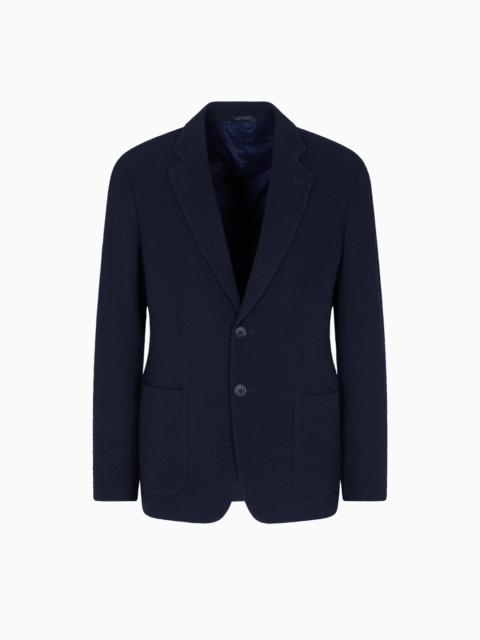 SINGLE-BREASTED JACKET IN STRETCH WOOL SEERSUCKER