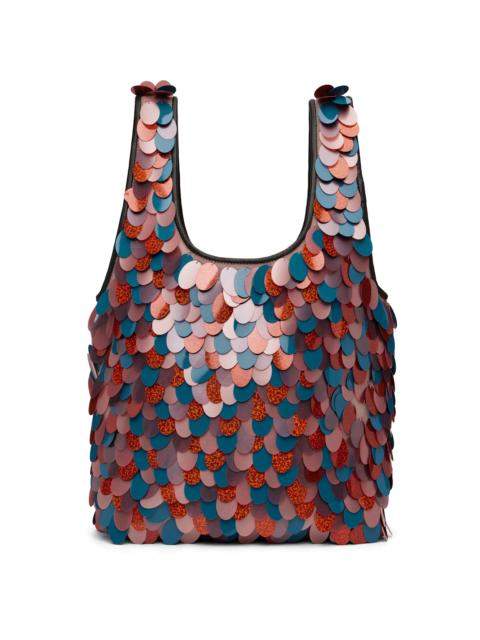 Burgundy & Blue Sequinned Tote