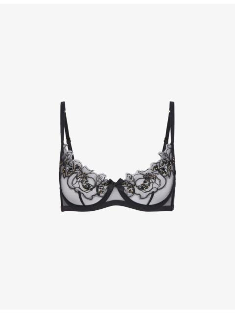 Lindie embroidered underwired mesh bra