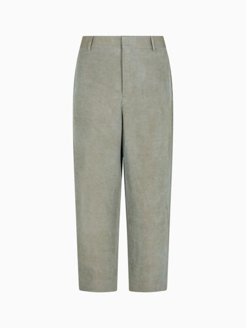 FLAT-FRONT TROUSERS IN IRIDESCENT LINEN TWILL
