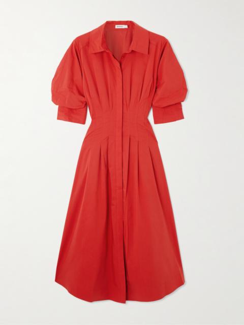Jazz Pleated Cotton-blend Poplin Midi Shirt Dress