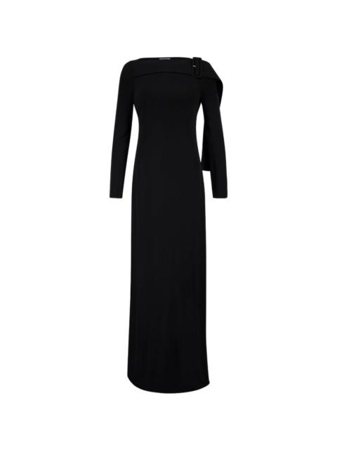 buckled long-sleeve maxi dress