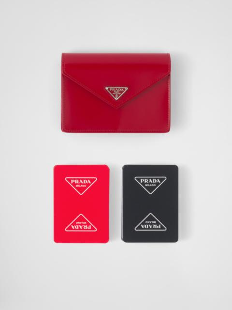 Playing cards with leather case