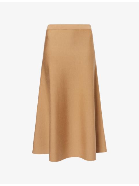 Freddie Flared Wool-Blend Midi Skirt