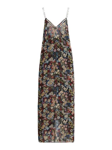 Taja Floral Silk-Chiffon Maxi Dress black