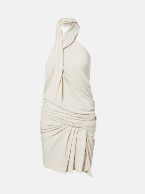 Draped cotton-blend jersey minidress