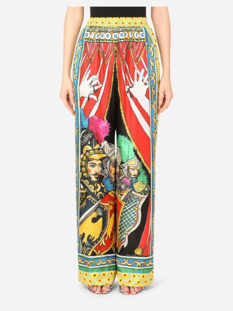 Carretto-print twill pajama pants