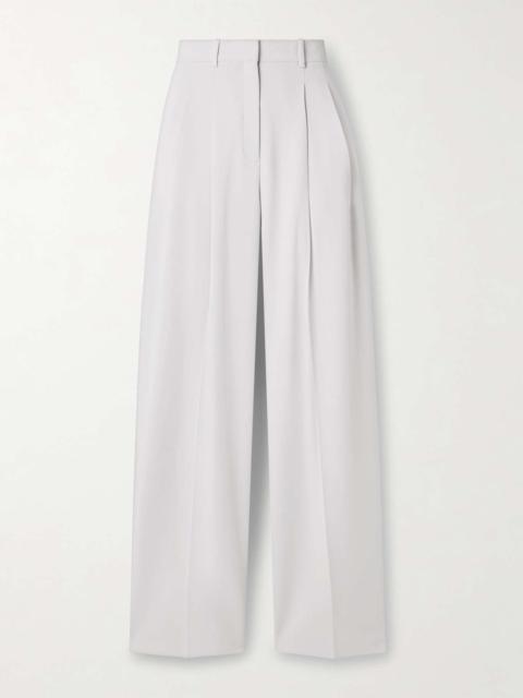 Pleated crepe wide-leg pants Light gray