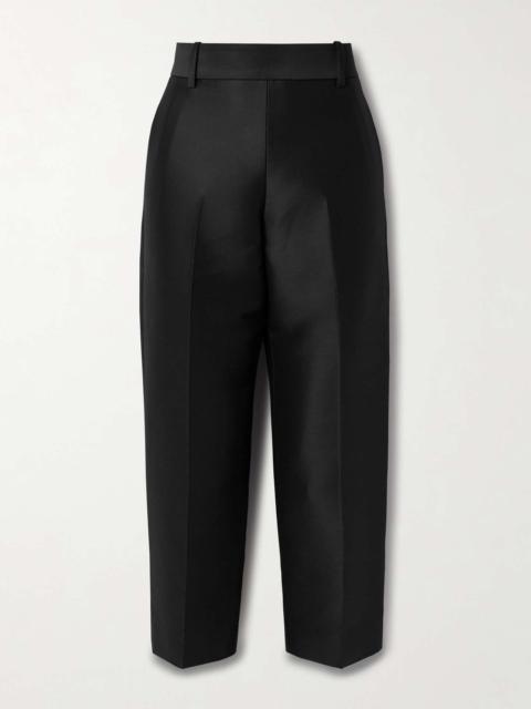 Cam cropped wool and silk-blend faille straight-leg pants Black