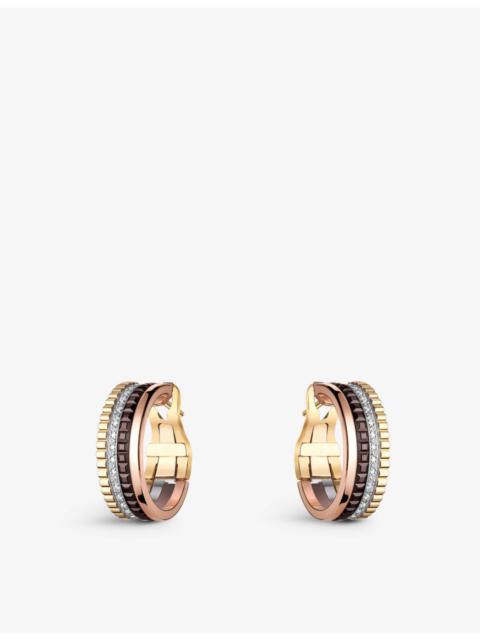 Quatre Classique 18ct yellow-gold, white-gold and pink-gold and diamond hoop earrings