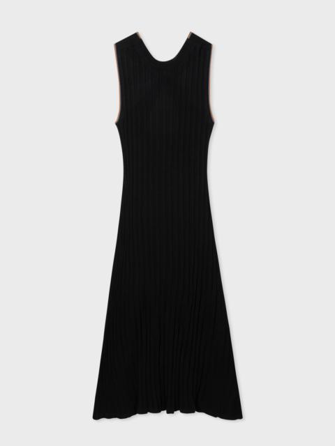 Black 'Signature Stripe' V Neck Knitted Dress