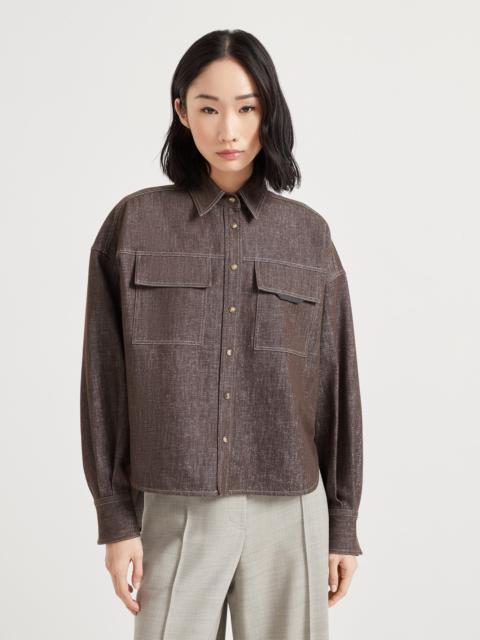 Sparkling no-fade denim shirt with shiny flap detail
