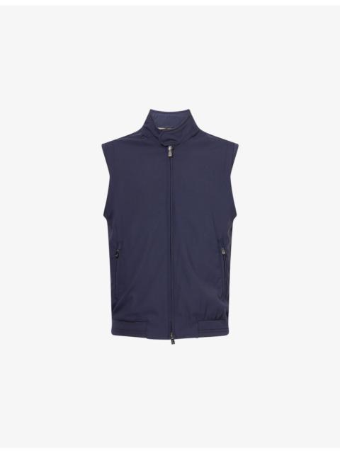 Band-Collar Regular-Fit Stretch-Wool Blend Gilet