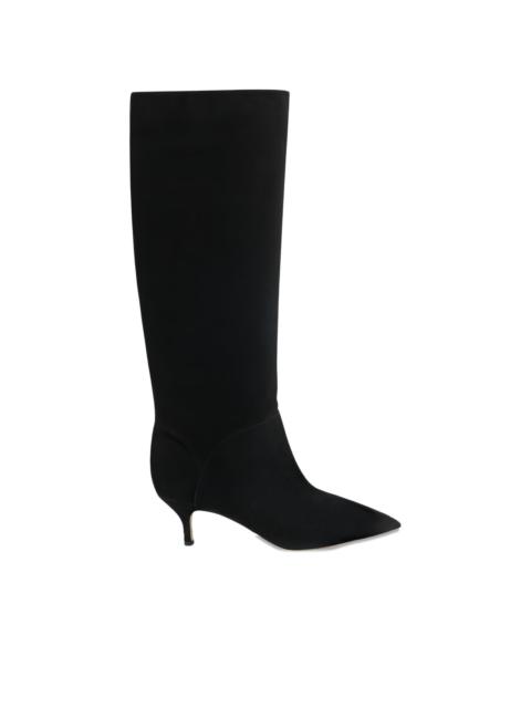 pointed flat knee-high boots