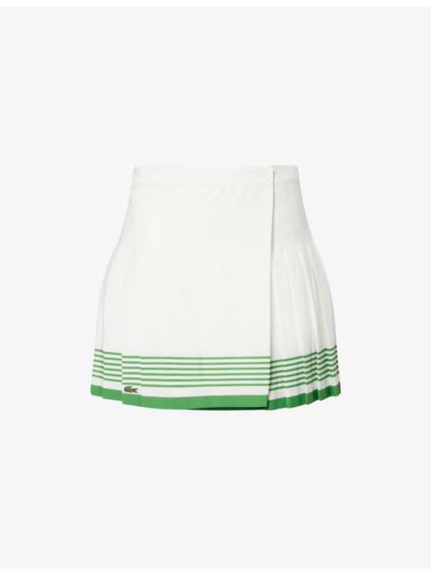 Logo-Patch Pleat Woven Tennis Skirt