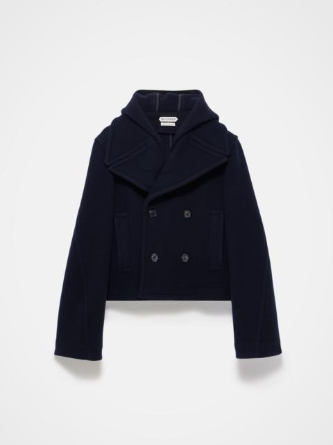 CROPPED HOODED COAT IN NAVY