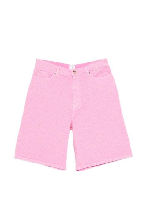 logo-pattern denim shorts