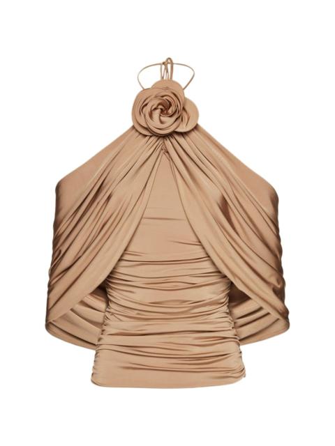 floral-appliquÃ©d ruched top