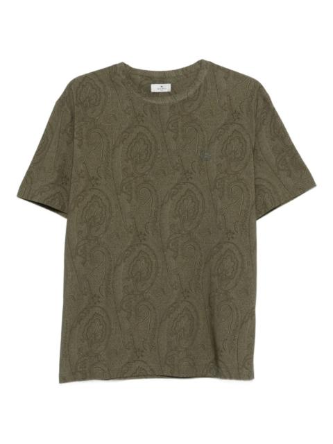 paisley-patterned T-shirt