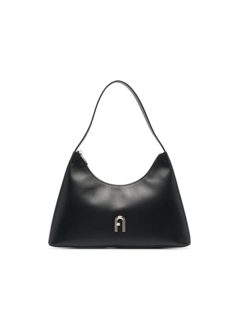 logo-plaque leather shoulder bag