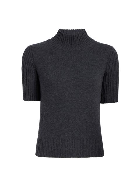 Cecil Mock Neck Cashmere-Blend Sweater dark grey