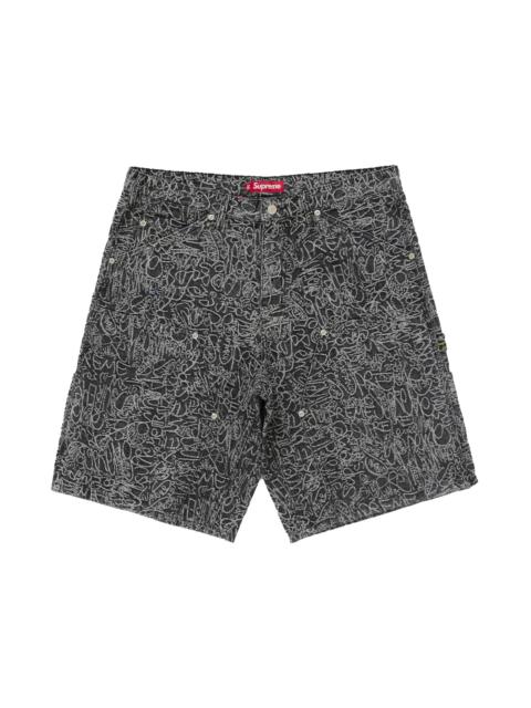 Supreme Handwriting Double Knee Denim Short Black