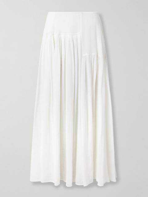 Femke Silk-trimmed Pleated Cotton-gauze Maxi Skirt