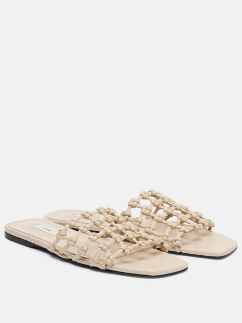 Woven leather slides