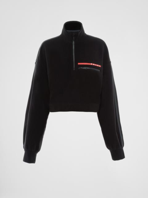 Cropped recycled technical fleece sweatshirt