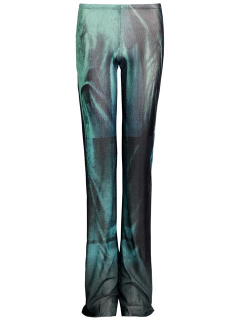 Jean Paul Gaultier Printed Flared-leg Mesh Trousers